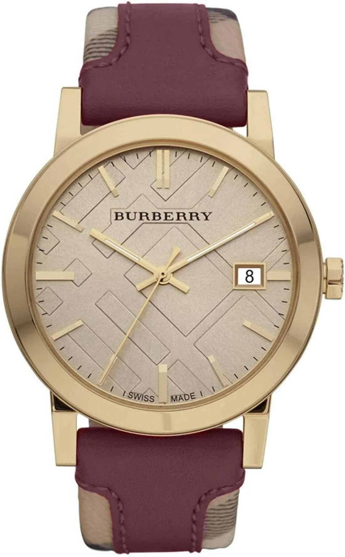 Montre Femme Burberry BU9017 Heritage Nova Check Cuir Bordeaux