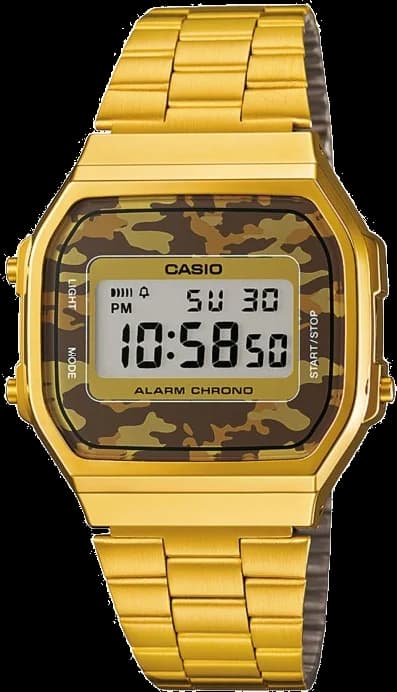 Montre Casio A168WEGC-5EF en Métal Doré et Cadran Camouflage Marron