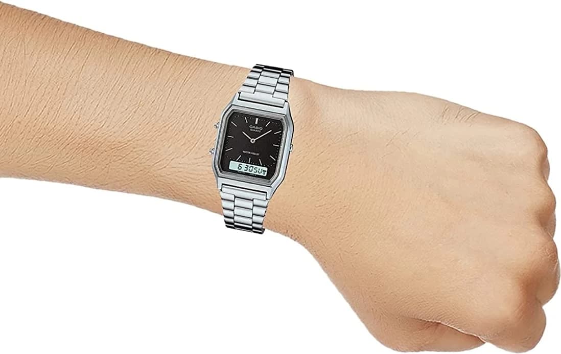 Montre Casio AQ-230A-1DMQYES en Acier Inoxydable à Double Affichage Noir vue 4