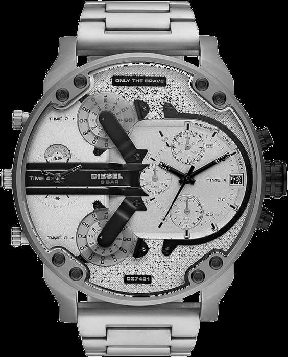 Montre Diesel DZ7421 noire surdimensionnée au cadran noir avec accents rouges, style militaire imposant