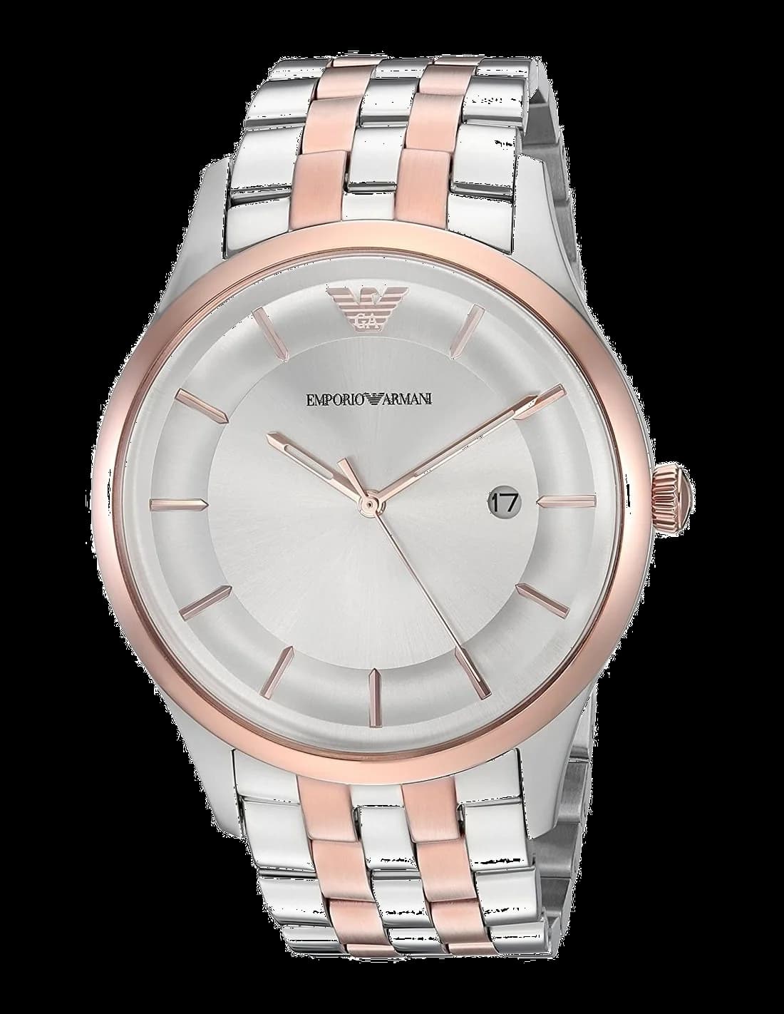 Montre Emporio Armani AR11044 en Acier Argenté avec Cadran Gris et Détails Or Rose
