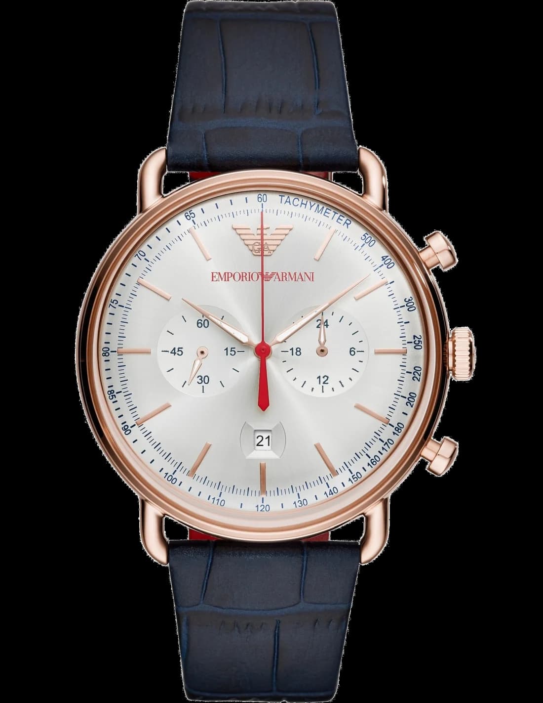 Montre  Emporio Armani Chronomètre AR11123 Bracelet en cuir bleu nuit