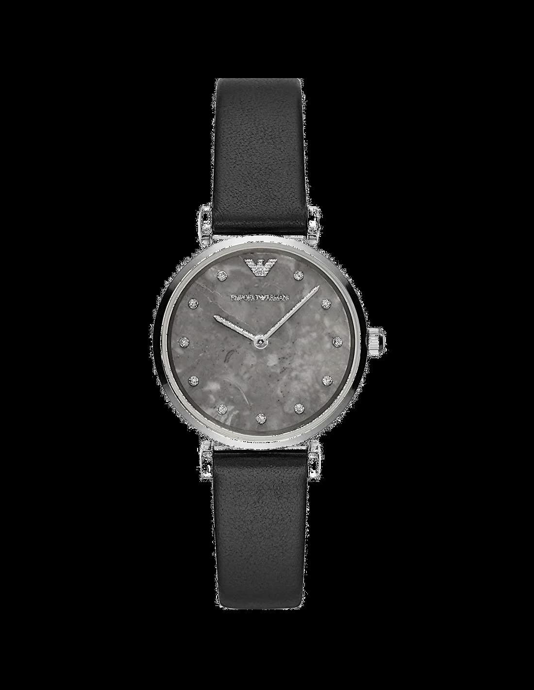 Montre Emporio Armani AR11171 Bracelet Cuir Noir et Cristaux Swarovski