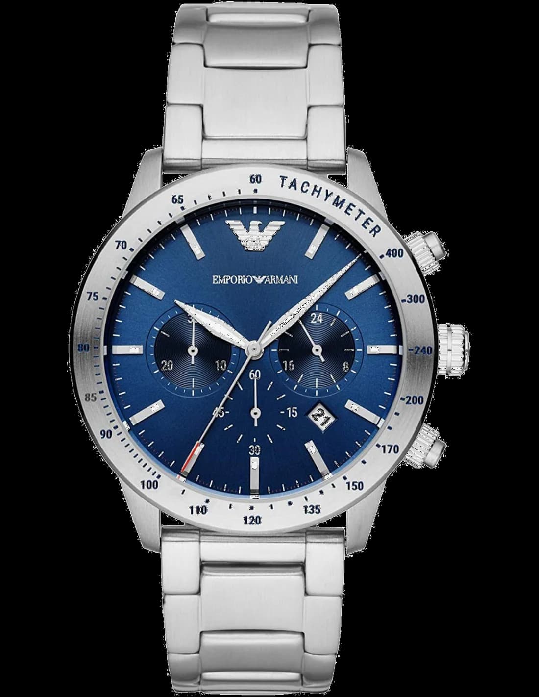 Montre Emporio Armani Mario AR11306 Chronographe cadran bleu avec dateur