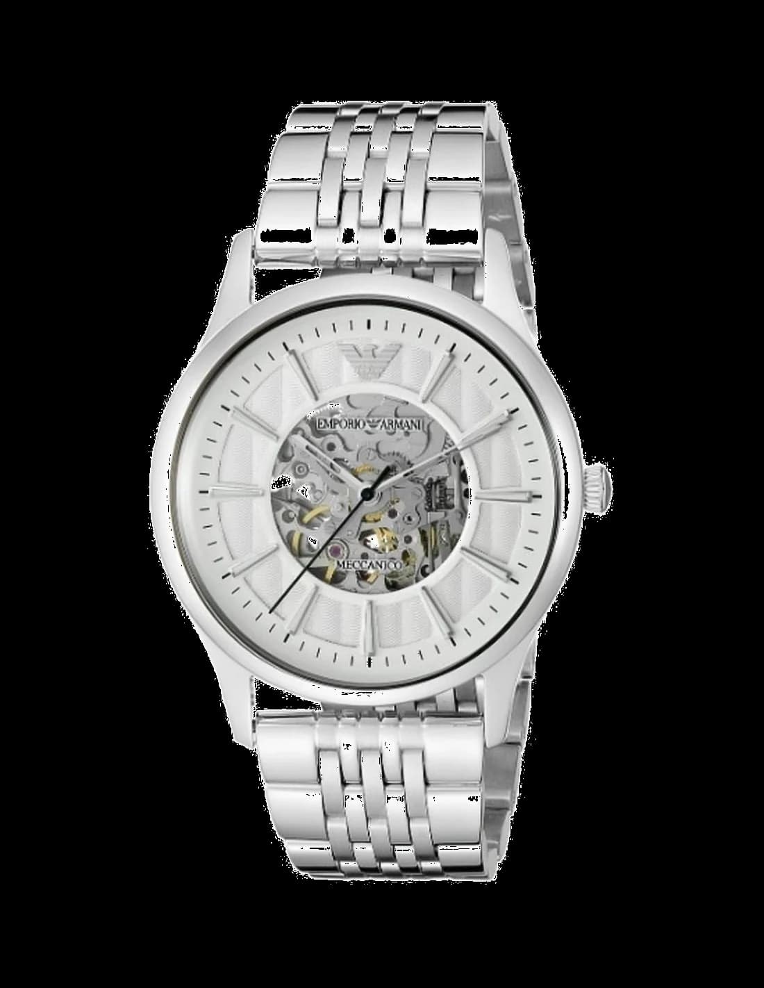 Montre Emporio Armani AR1945 Meccanico Cadran Squelette Argent