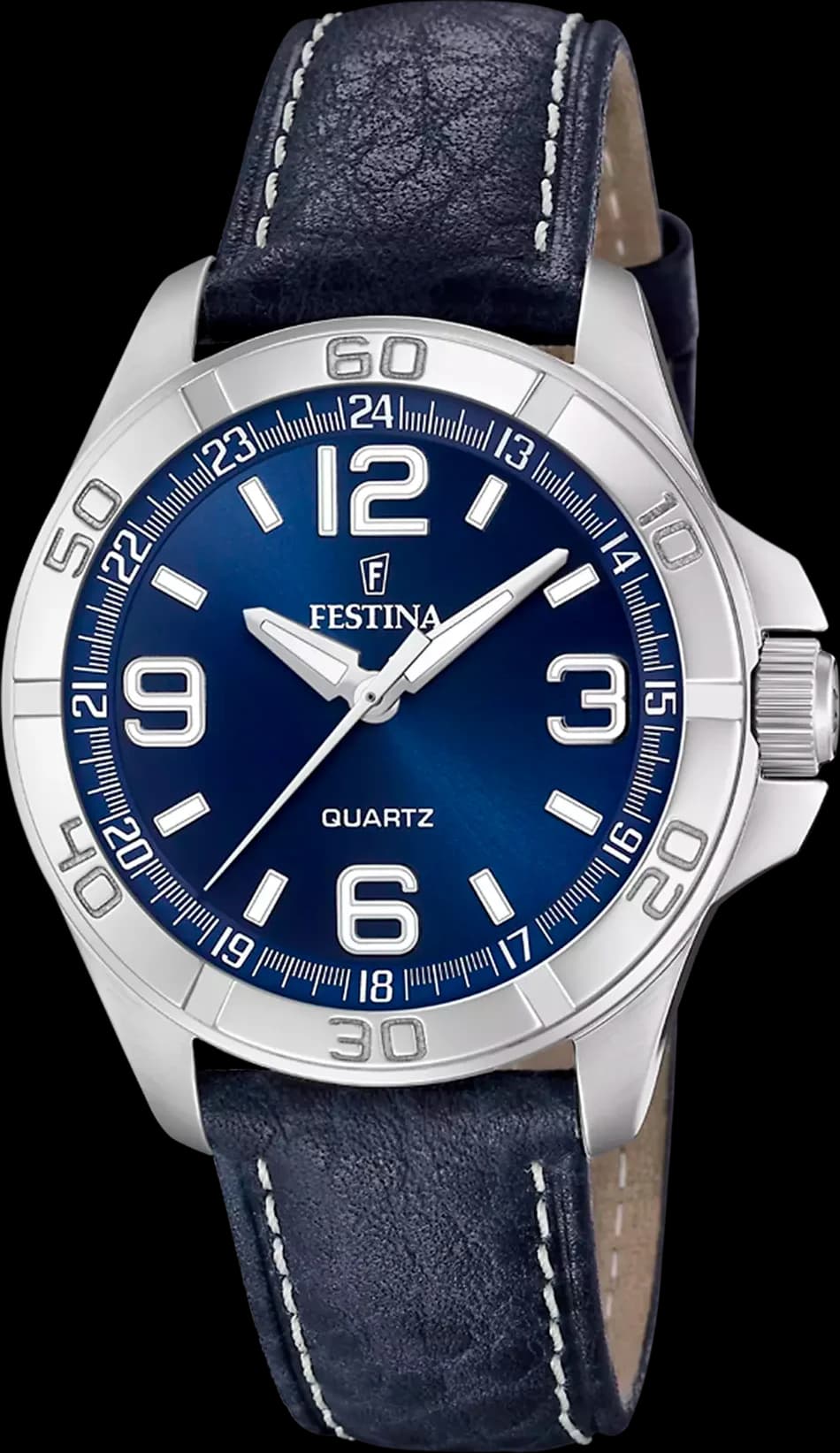 Montre Homme Festina F20444/2 Bracelet Cuir Bleu et Boîtier Acier
