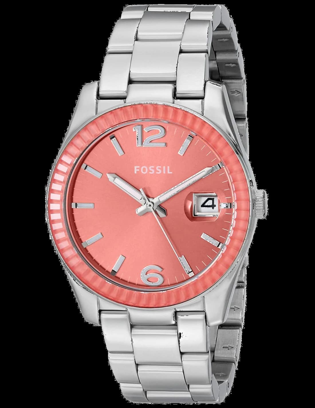 Montre Femme Fossil ES3729 Rose à Lunette Crantée