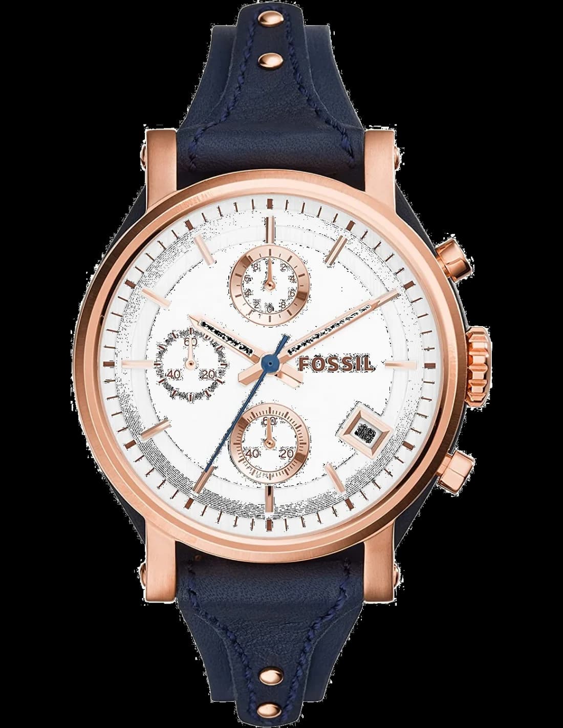Montre Femme Fossil Original Boyfriend ES3838 bracelet cuir bleu