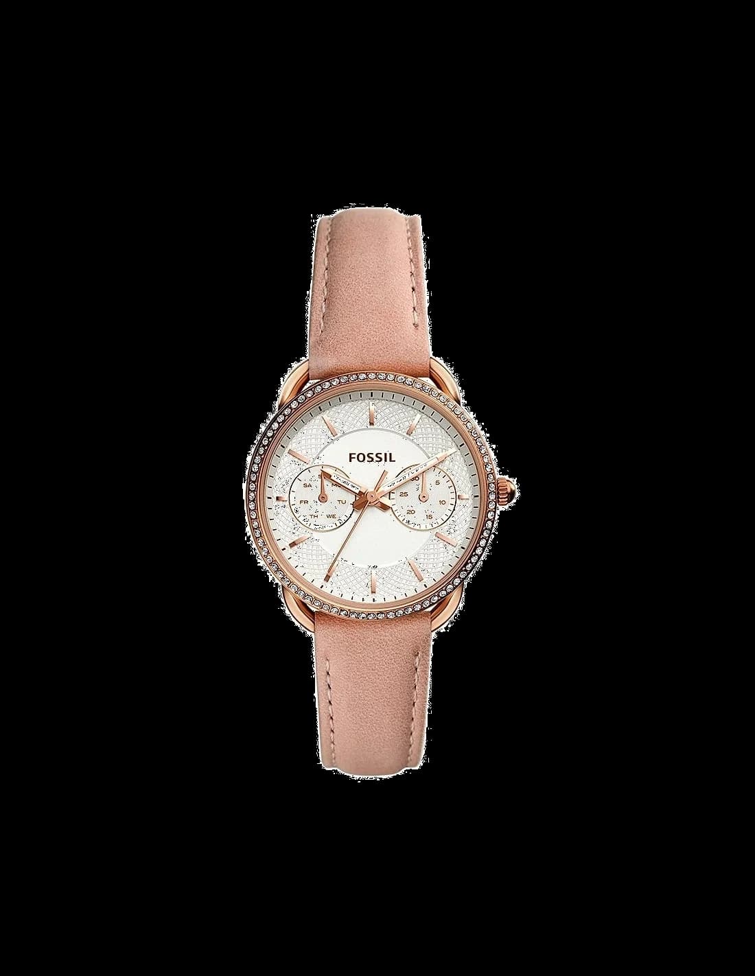 Montre Femme Fossil ES4393 Bracelet Cuir Rose et Cadran Brillant