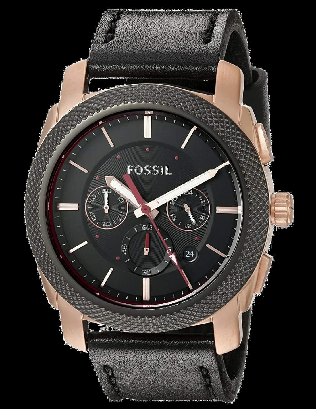 Montre Homme Fossil Machine FS5120 bracelet cuir noir