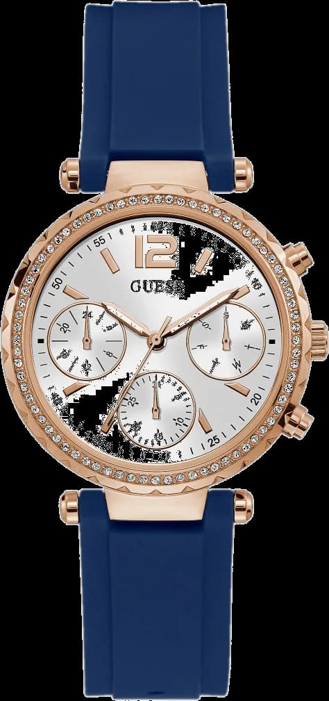 Montre Femme Guess Solstice GW0113L3 Silicone Bleu et Or Rose