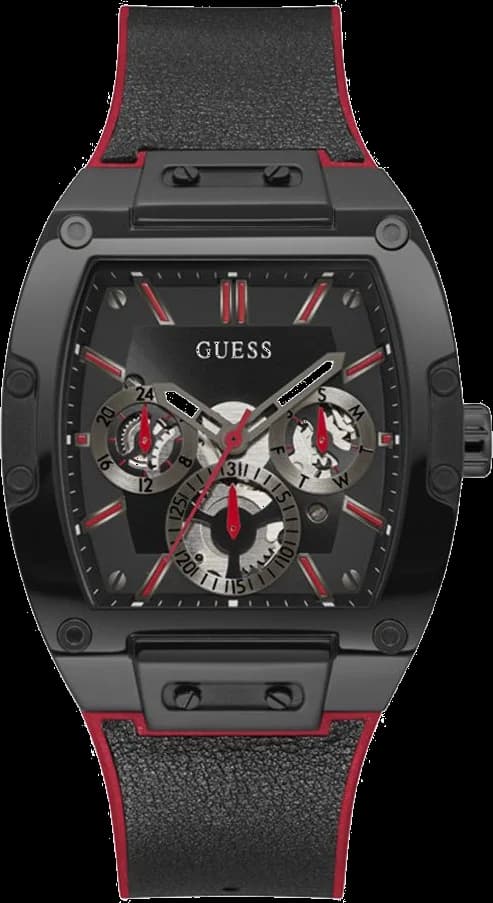 Montre Guess Phoenix GW0202G7 bracelet silicone noir et rouge