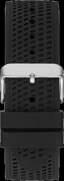 Bracelet Guess GW0333G1 en silicone noir souple, fermoir boucle ardillon gravé Guess