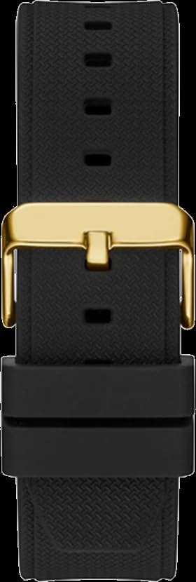 Bracelet Guess GW0334G2 en silicone noir texturé, fermoir boucle ardillon acier doré, confortable et sportif