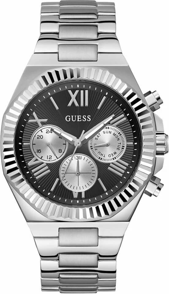 Montre Guess GW0703G1 Equity Acier Argenté et Cadran Noir Multifonctions