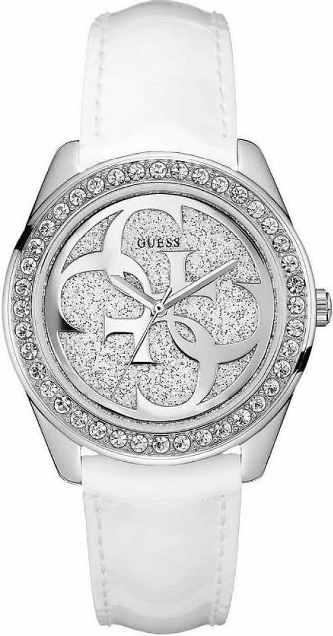 Cadran Guess W0366G3 noir texturé, aiguilles dorées, date à 3h