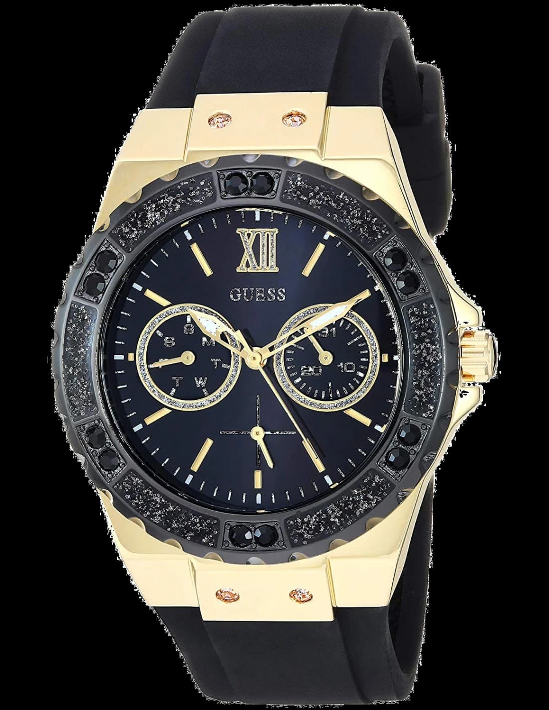 Montre Femme Guess Limelight W1053L7 Acier Doré Cadran Cristaux Noirs