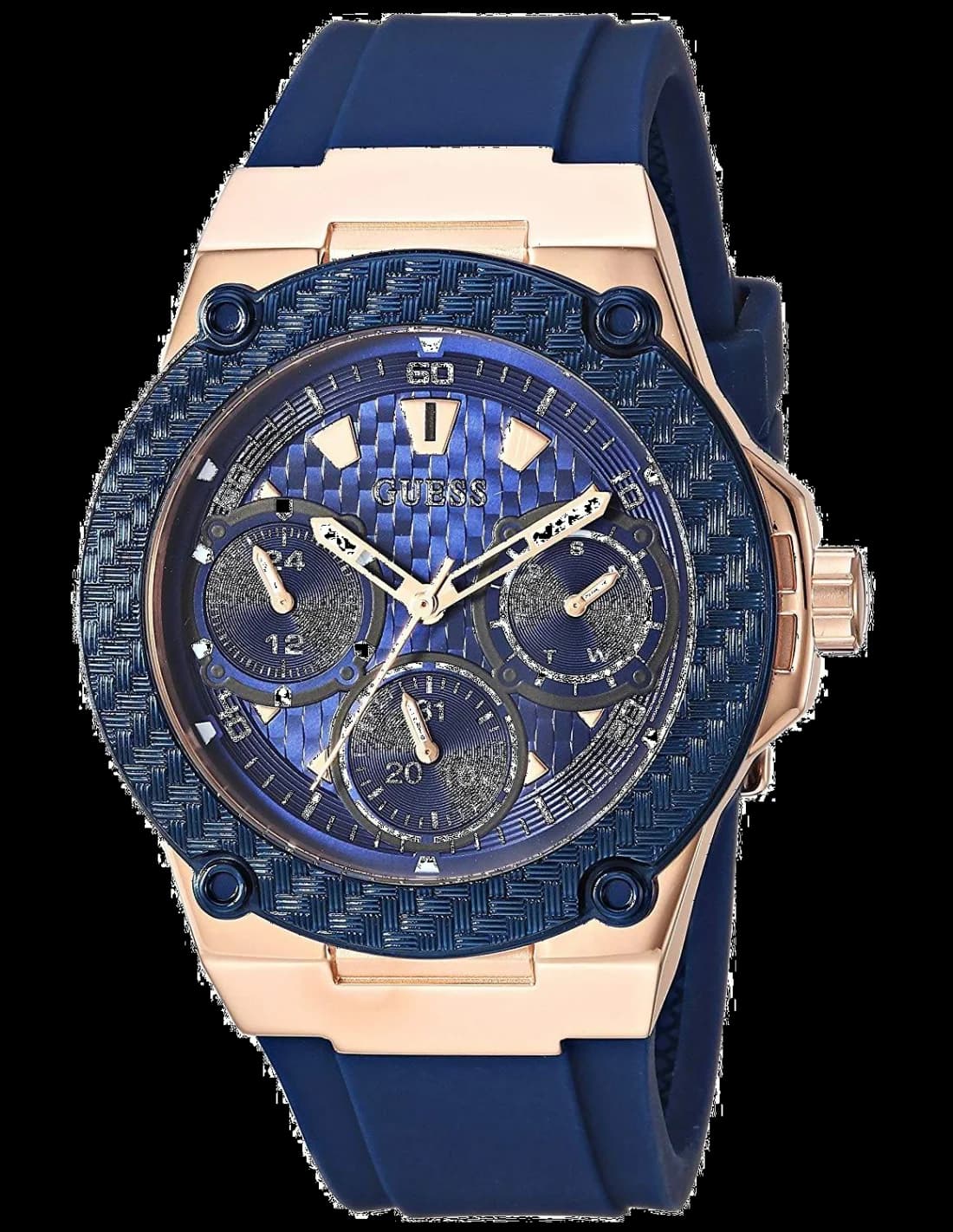Montre Femme Guess Zena W1094L2 Cadran Bleu Carbone et Silicone