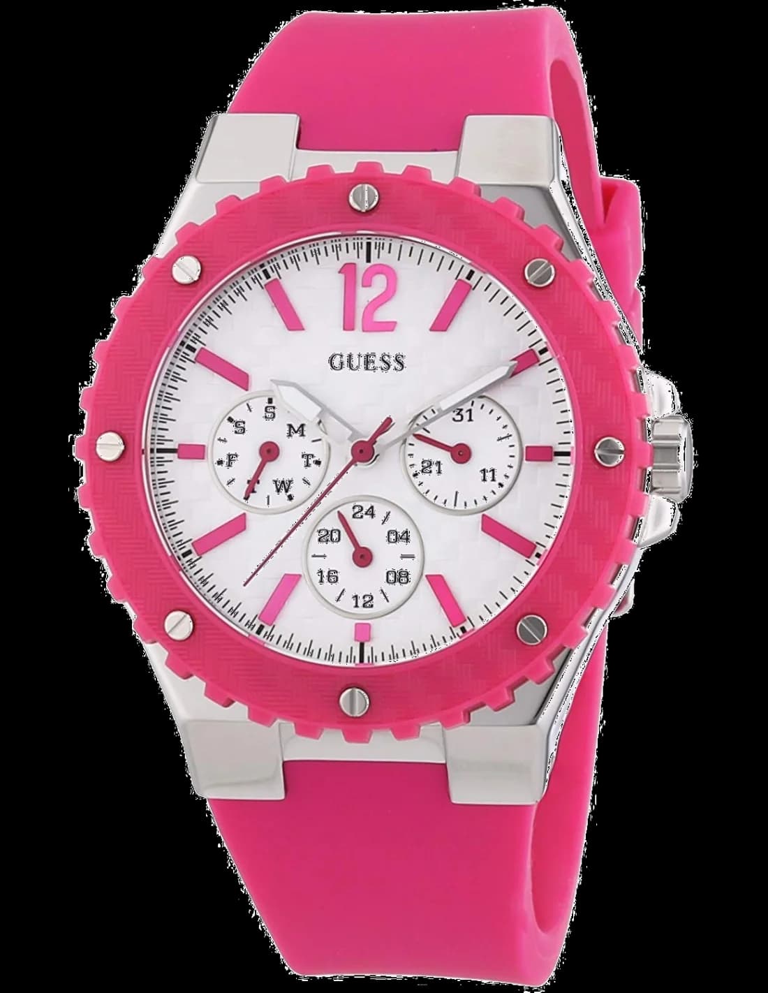 Montre Femme Guess W90084L2 Overdrive Fuschia à Bracelet Résine