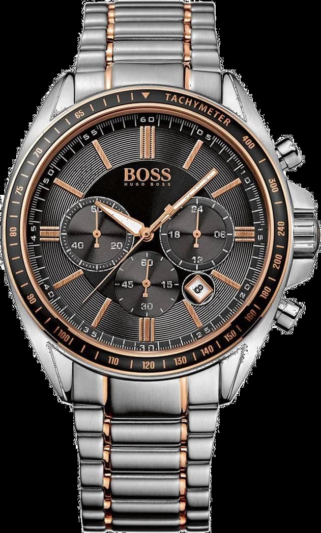 Montre Hugo Boss 1513094 Cadran Noir et Détails Or Rose