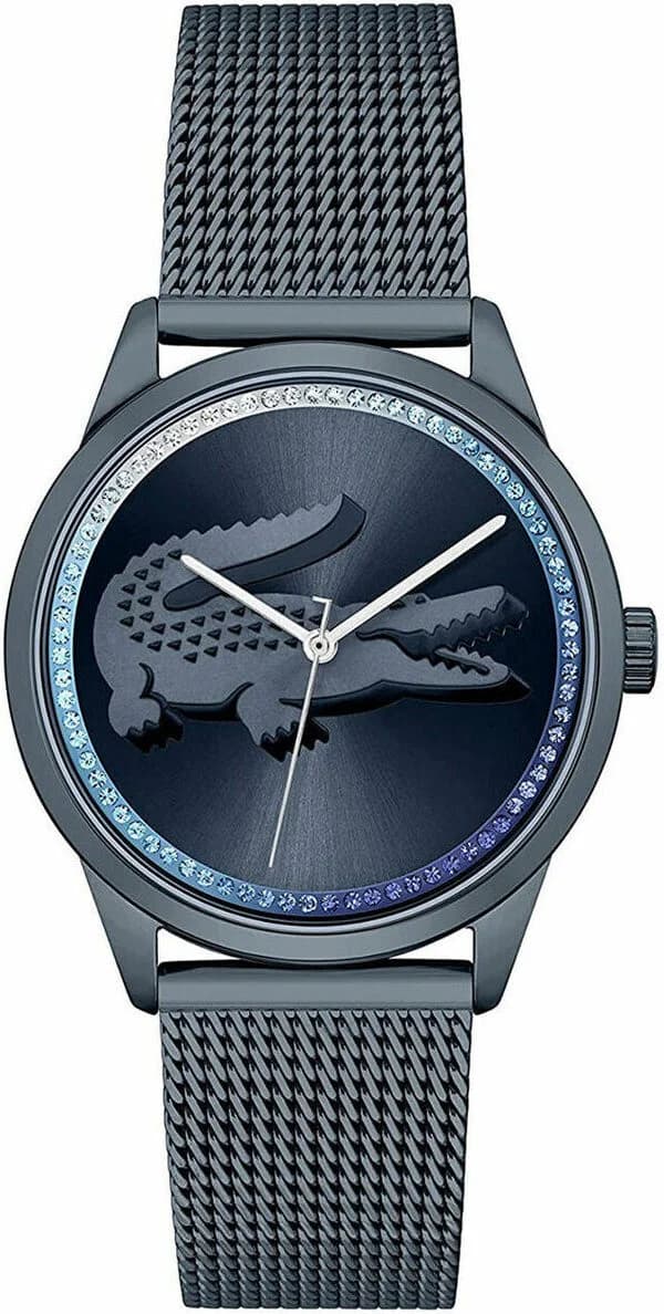 Montre Femme Lacoste Ladycroc 2001260 bracelet acier maille milanaise bleu cadran incrusté de strass