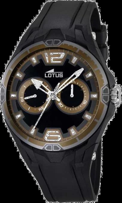 Montre Homme Lotus Sport L18184/5 Bracelet en résine noire et lunette brune