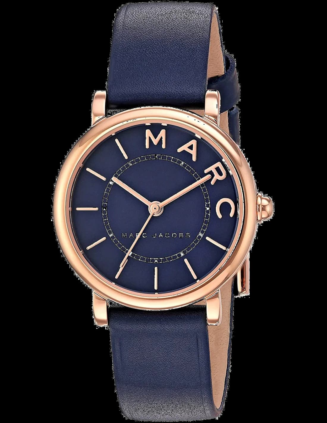 Montre Marc Jacobs MJ1539 Roxy en Acier Doré Rose et Bracelet Cuir Bleu