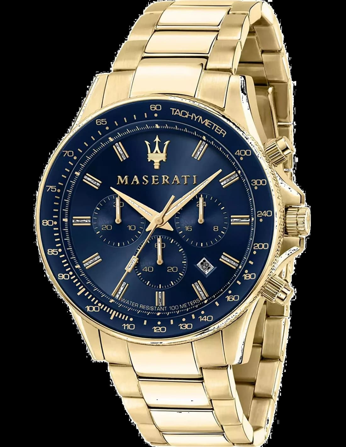 Montre Homme Maserati Sfida R8873640008 acier doré cadran bleu nuit