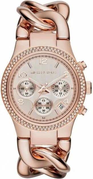 Montre Femme Michael Kors Runway MK3247 Bracelet en acier de couleur or rose à gros maillons