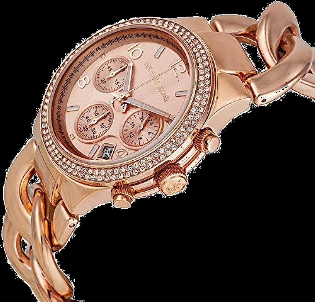Montre Femme Michael Kors Runway MK3247 Bracelet en acier de couleur or rose à gros maillons vue 2