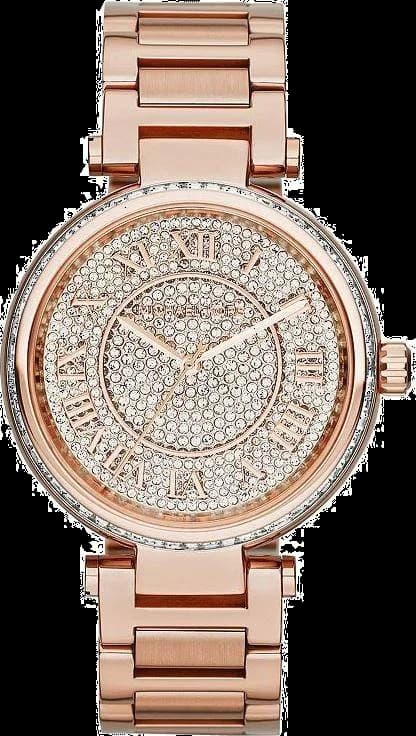 Montre Michael Kors Skylar MK5868 Pavée de cristaux bracelet en acier doré rose