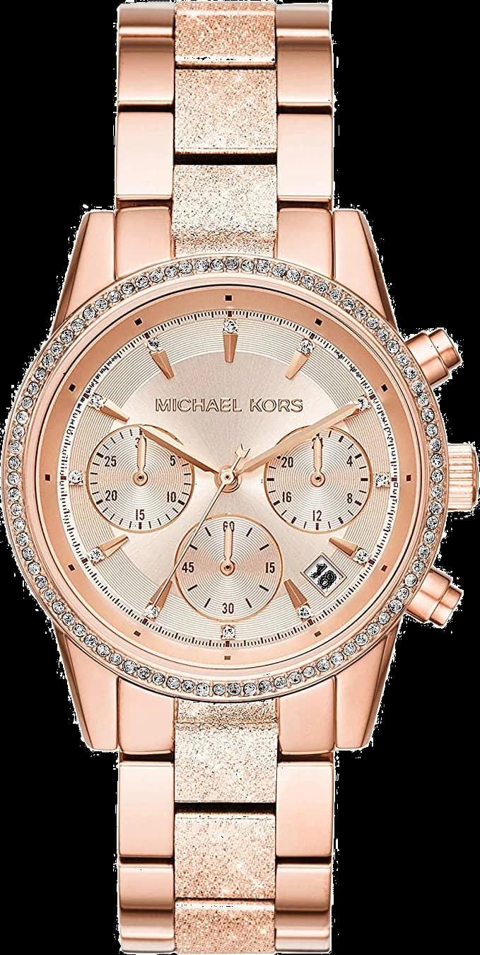 Montre Femme Michael Kors Ritz MK6598 bracelet or rose en poudre de cristaux