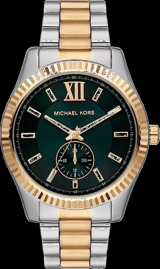 Montre homme Michael Kors Lexington MK9063 cadran vert, bracelet en acier inoxydable bicolore