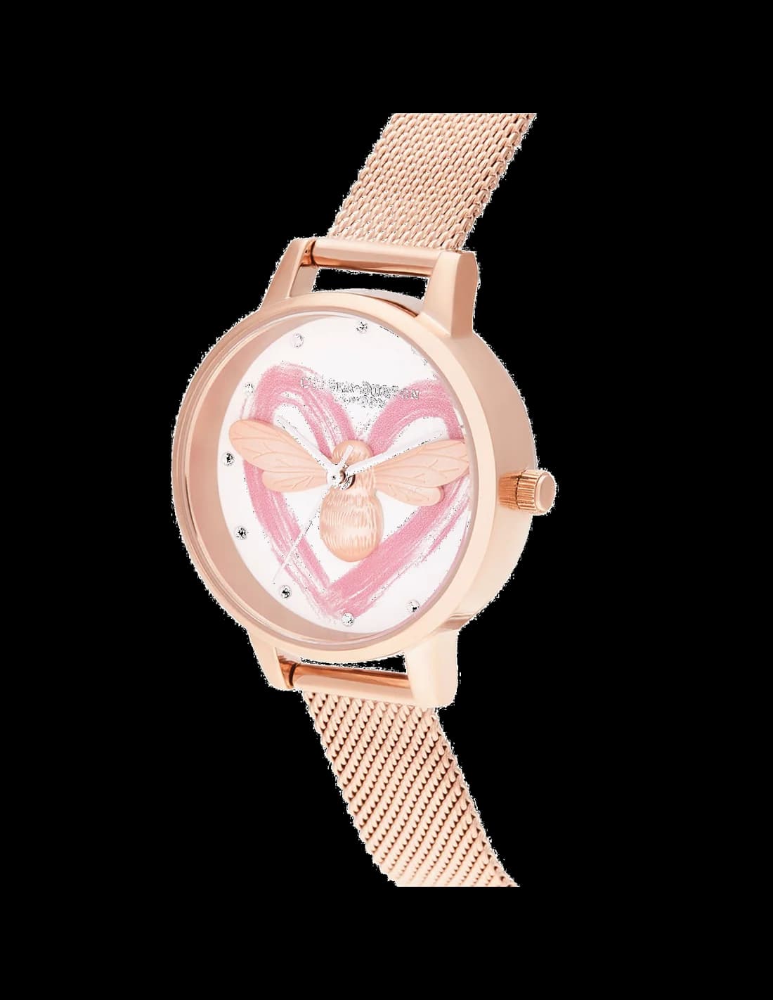 Montre Olivia Burton Lucky Bee OB16FB01 Maille milanaise or rose vue 2