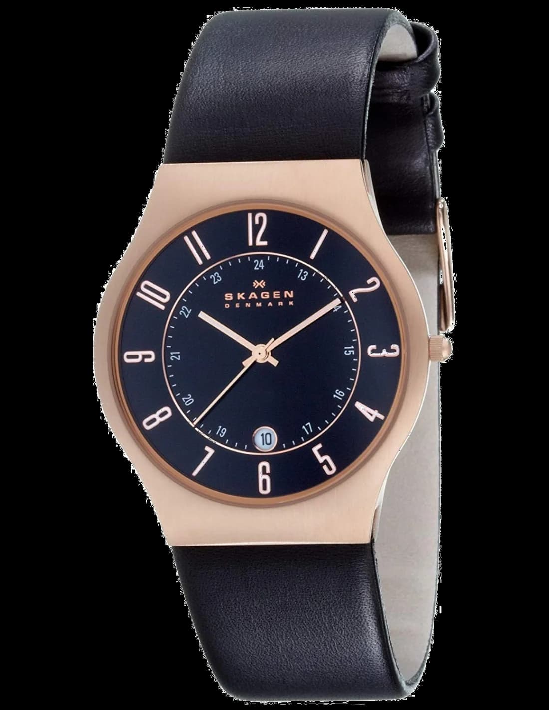 Montre Homme Skagen 233XXLRLB avec Boîtier Or Rose et Bracelet en Cuir