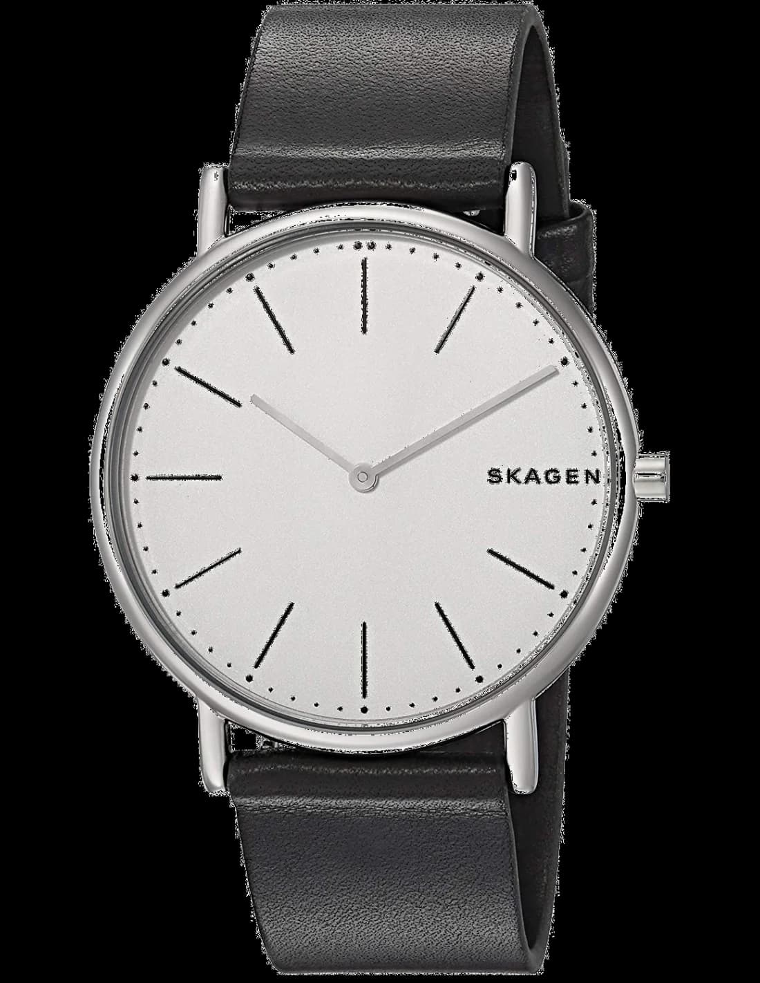 Montre Skagen SKW6419 Bracelet en Cuir Noir et Boîtier Ultra-Plat