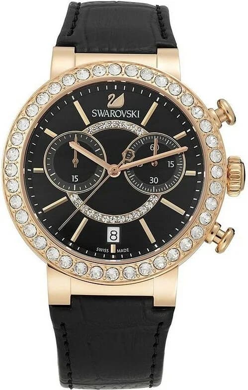 Cadran Swarovski 5055209 avec compteurs chronographe, aiguilles dorées et cristaux Swarovski