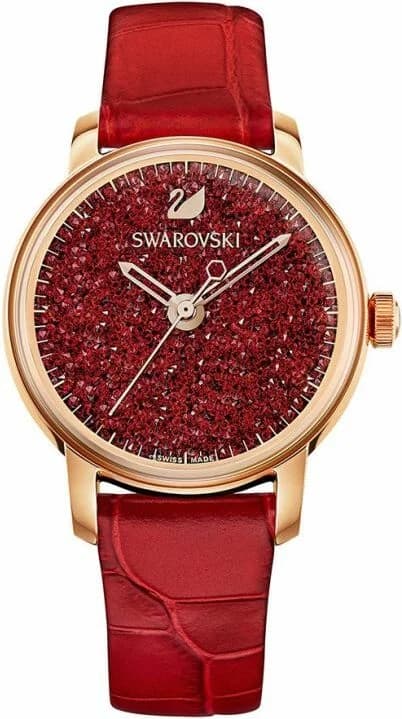 Montre femme Swarovski Crystalline 5295380 avec bracelet en cuir rouge