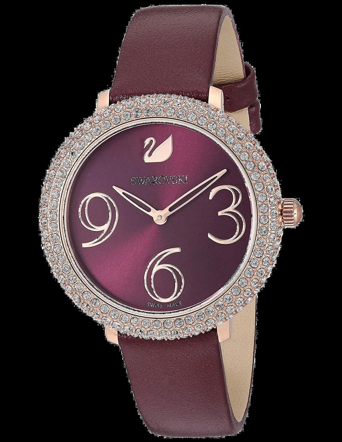 Montre Femme Swarovski Frost 5484064 bracelet cuir bordeaux