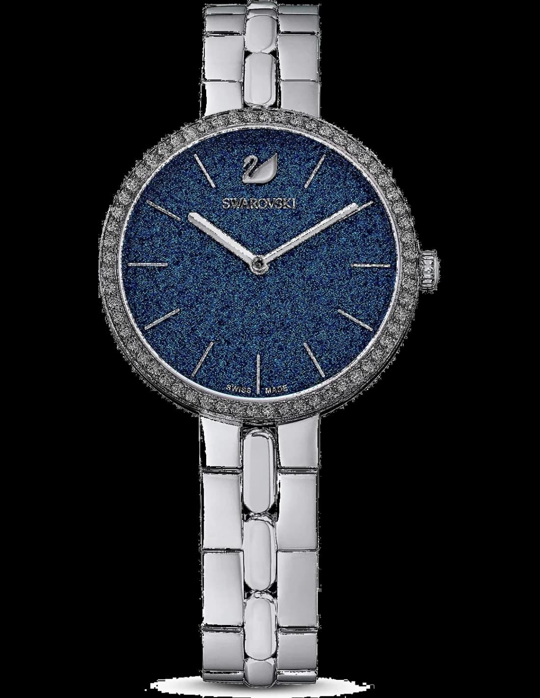 Montre Swarovski 5517790 Cadran Bleu Poudre de Diamants et Acier Poli