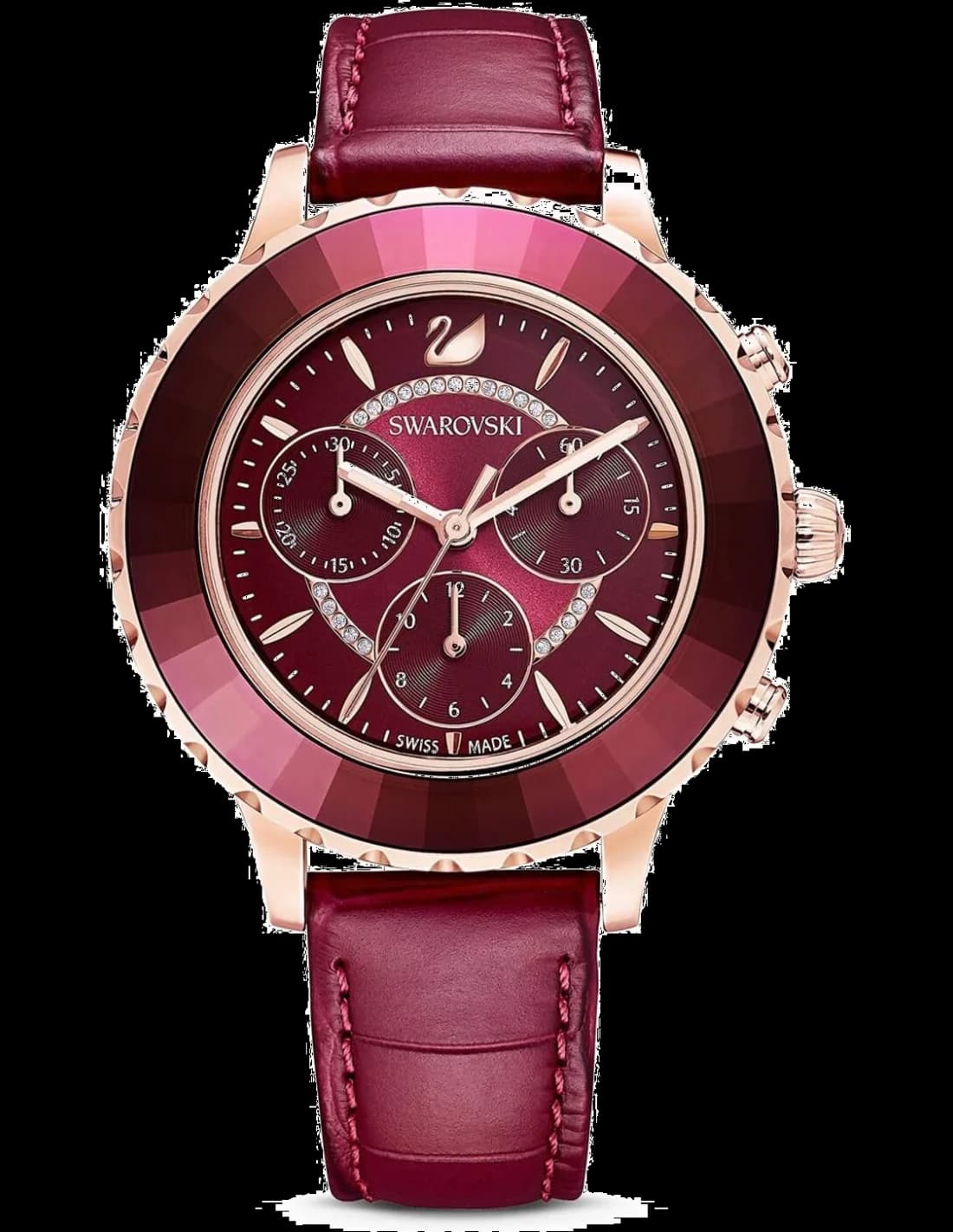 Montre Femme Swarovski 5547642 Octea Lux Chrono en Cuir Rouge