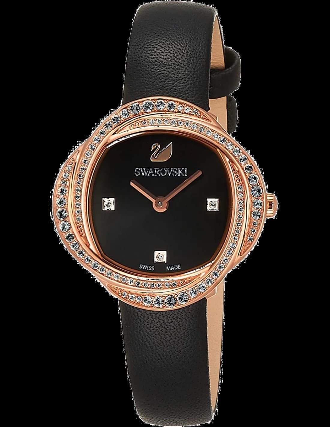 Montre Swarovski 5552421 Crystal Flower en Acier et Cuir Noir