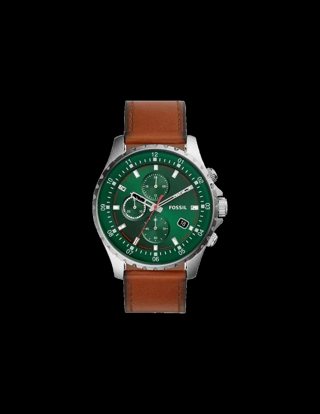 Montre Fossil FS5734 Chronographe avec Cadran Vert et Bracelet Cuir Marron