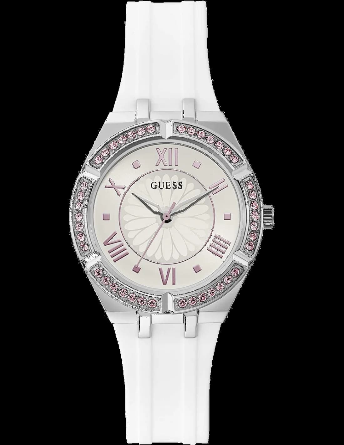 Montre Femme Guess GW0032L1 Sparkling Silicone Blanc et Boîtier Strass