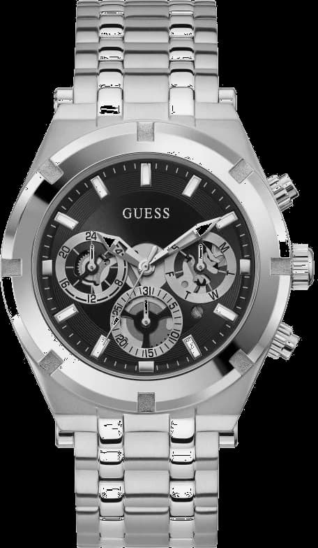 Montre Guess GW0260G1 Continental Acier Argent et Cadran Noir Multifonction