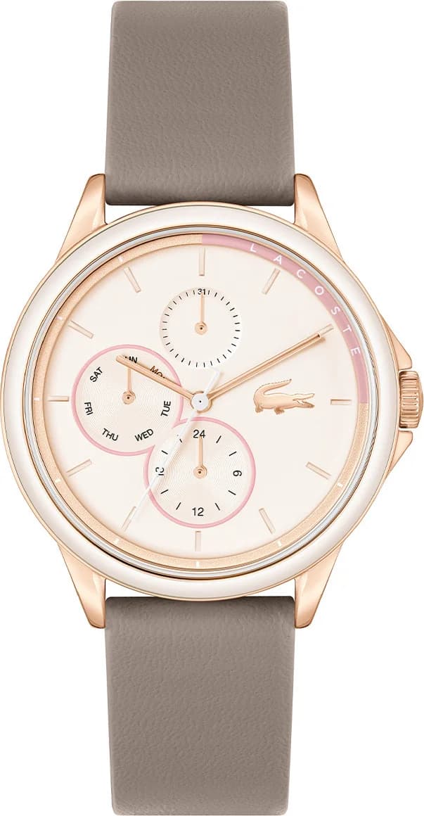 Montre Femme Lacoste Skyhook 2001339 bracelet marron en cuir cadran multifonctions