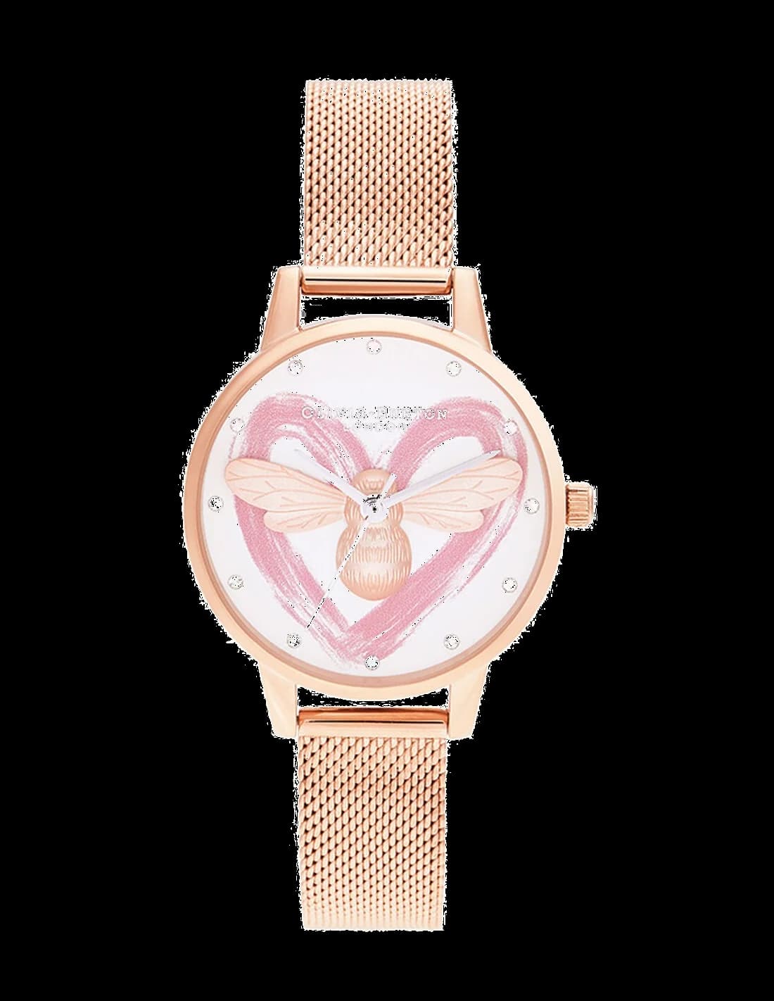 Montre Olivia Burton Lucky Bee OB16FB01 Maille milanaise or rose