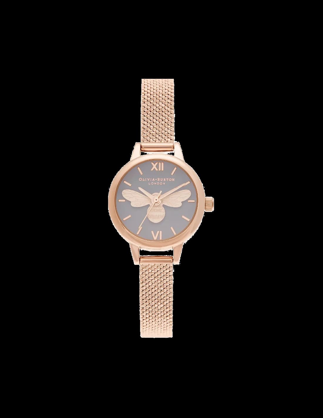 Montre Olivia Burton OB16MC54 Abeille 3D Cadran Gris et Maille Milanaise Argentée