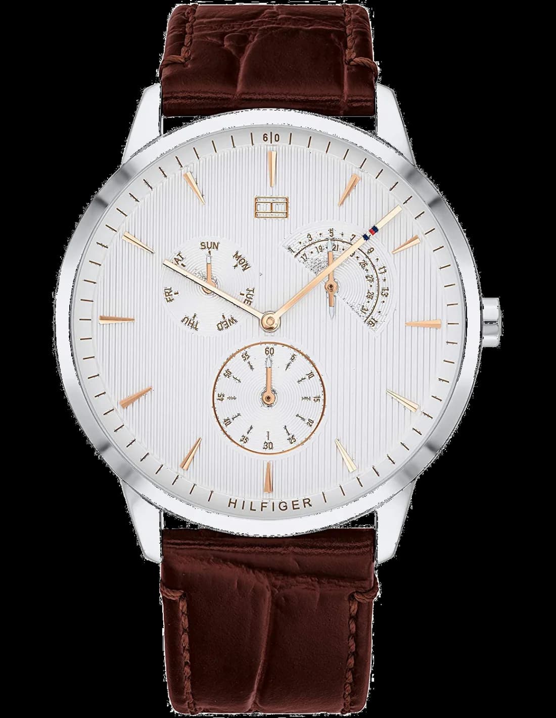 Montre Tommy Hilfiger 1710389 Cadran Bleu et Bracelet en Cuir Marron