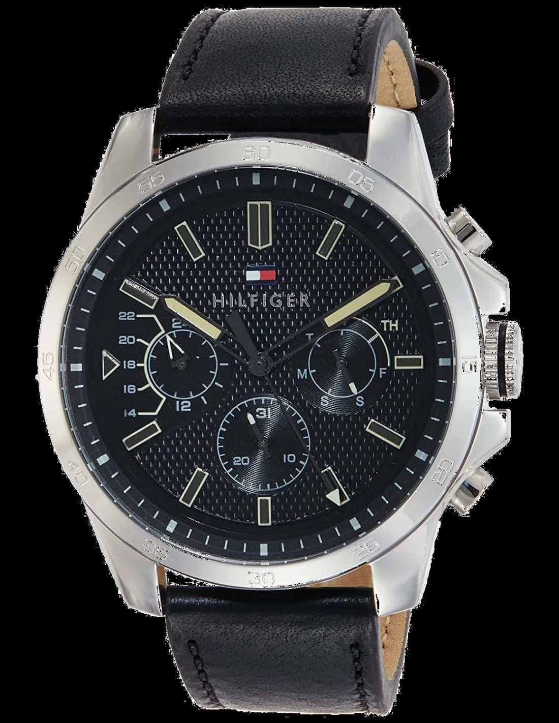 Montre Tommy Hilfiger 1791563 Cadran Bleu Soleillé et Bracelet Cuir Noir